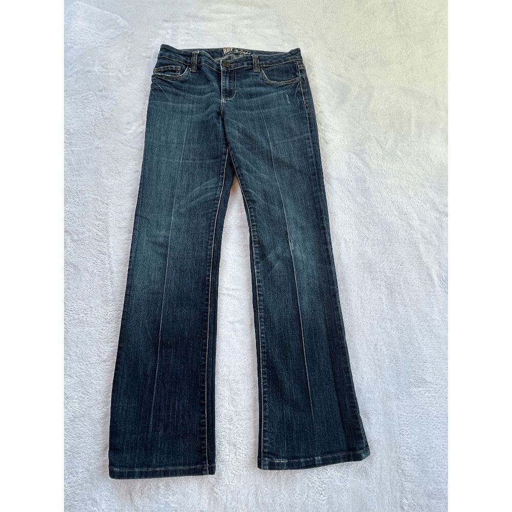 KUT From the Kloth Medium Wash Straight Leg Wide Stitch Pleated Jeans Size 6
